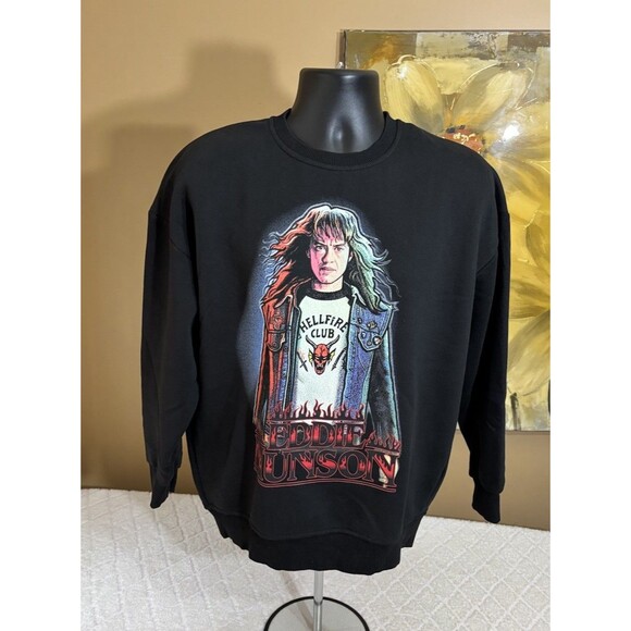 Stranger Things Hellfire Eddie Munson Graphic Oversized Sweatshirt See Details - Picture 1 of 16